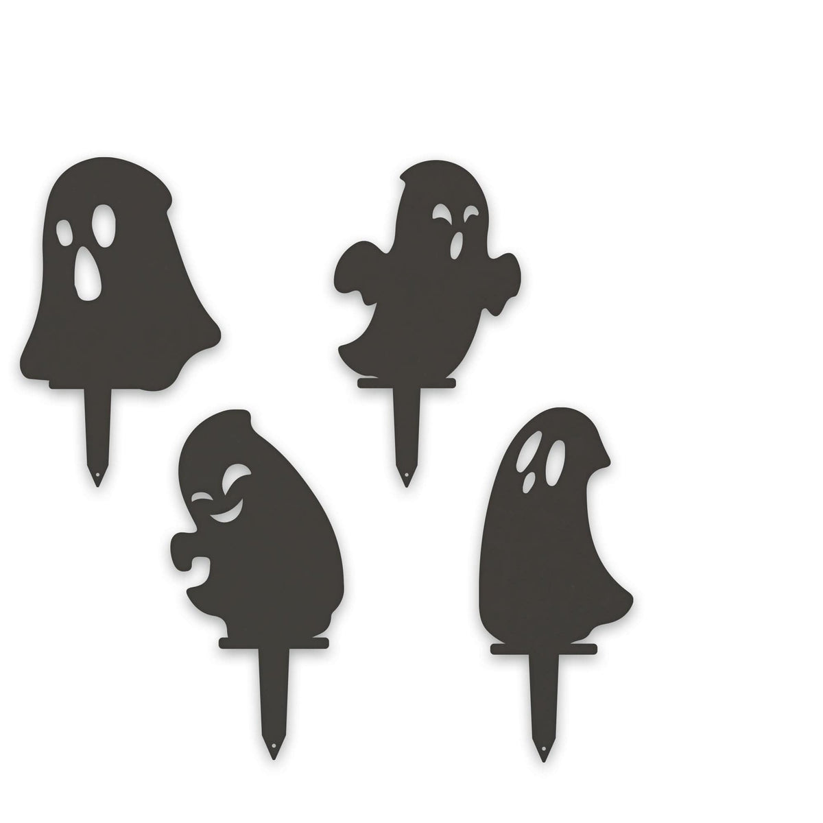 Halloween Ghost Yard Stakes – Metal Garden Decorations | Set of 4 Durable Outdoor Stakes