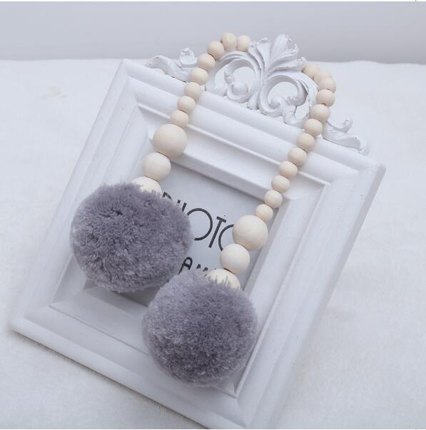 Hanging Nordic Wooden Beads Ornament Double Star Moon Kids Room Decoration Baby Crib