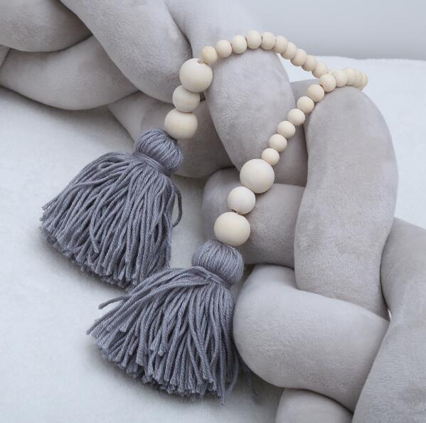 Hanging Nordic Wooden Beads Ornament Double Star Moon Kids Room Decoration Baby Crib