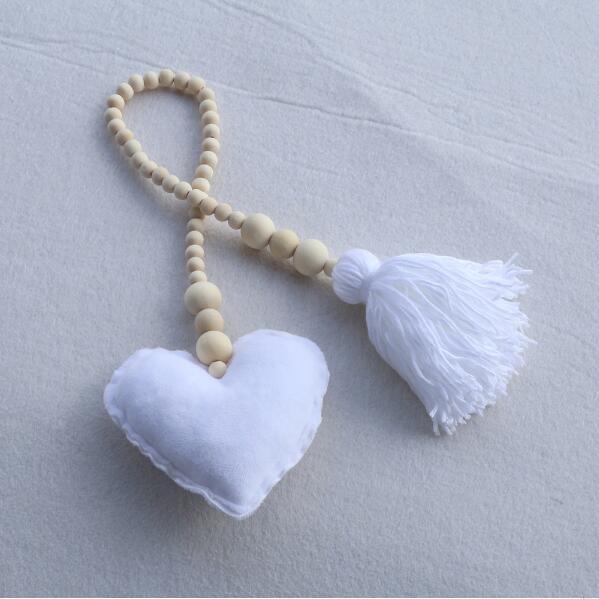 Hanging Nordic Wooden Beads Ornament Double Star Moon Kids Room Decoration Baby Crib
