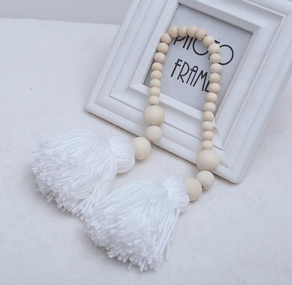 Hanging Nordic Wooden Beads Ornament Double Star Moon Kids Room Decoration Baby Crib