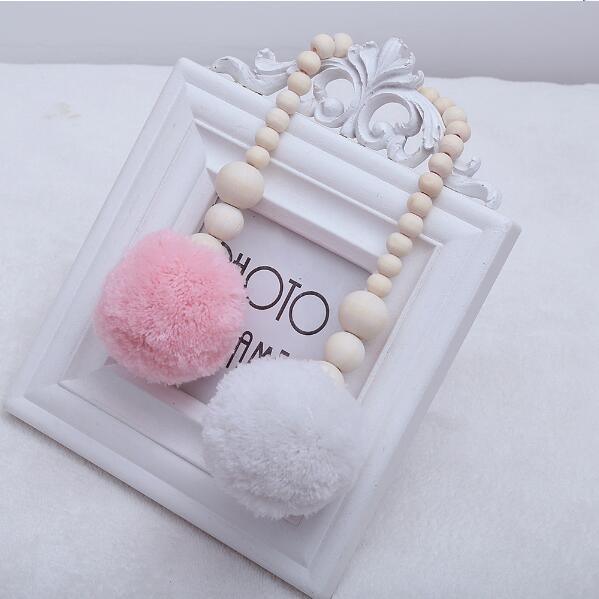 Hanging Nordic Wooden Beads Ornament Double Star Moon Kids Room Decoration Baby Crib
