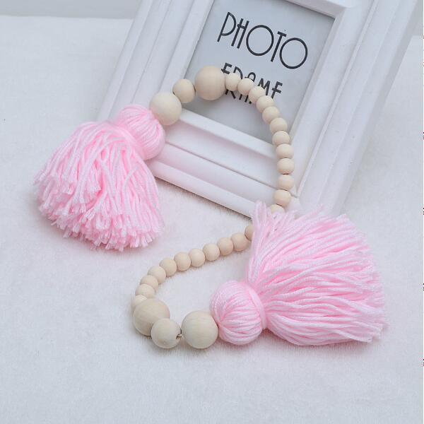 Hanging Nordic Wooden Beads Ornament Double Star Moon Kids Room Decoration Baby Crib