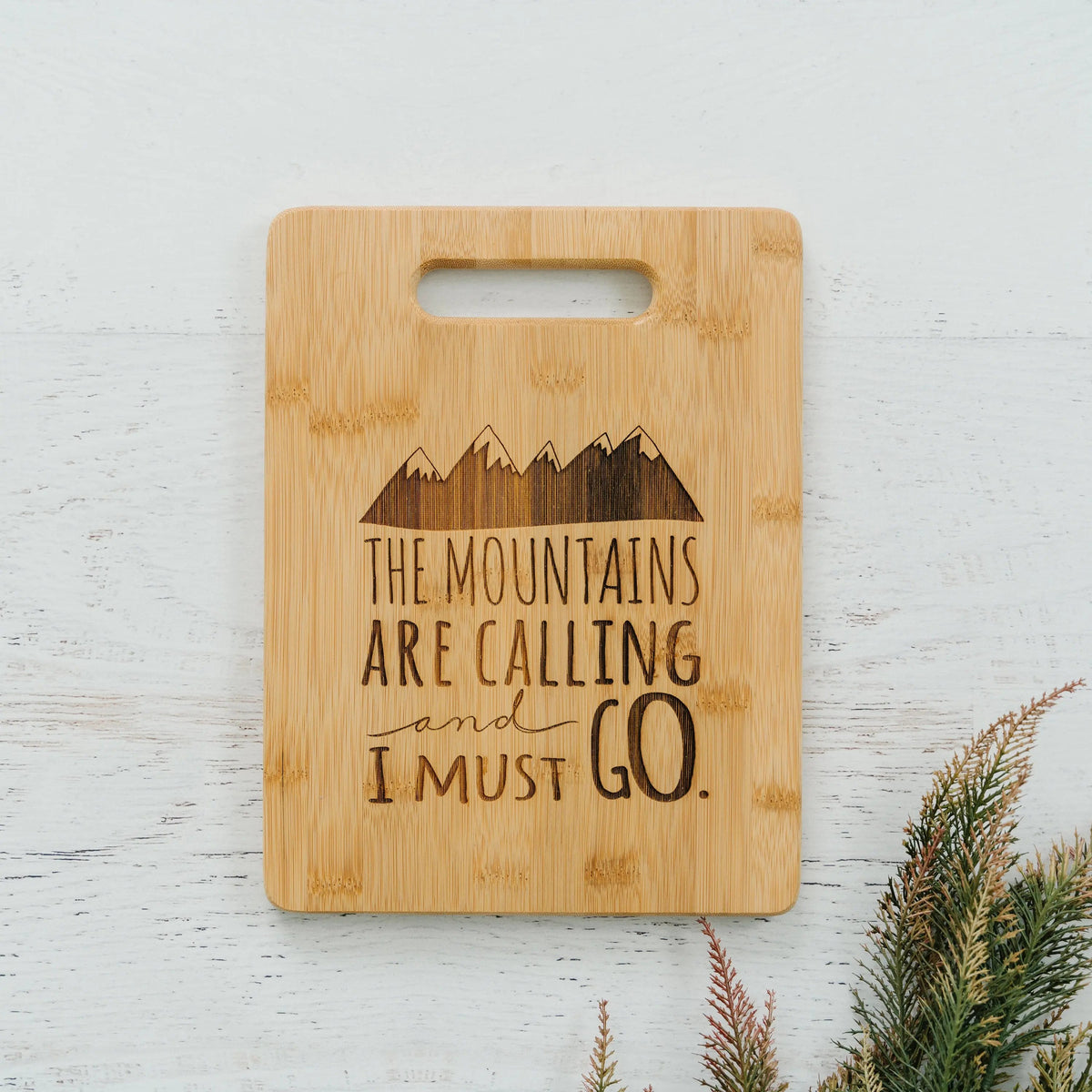 Mountain kitchen decor, Bamboo Cutting Board cabin decor, Mountain Art, Mountain Decor
