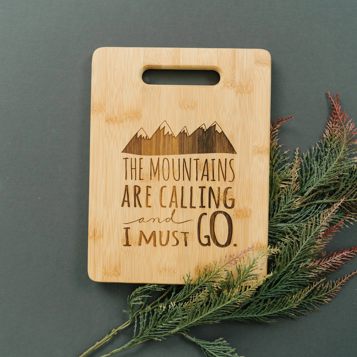 Mountain kitchen decor, Bamboo Cutting Board cabin decor, Mountain Art, Mountain Decor