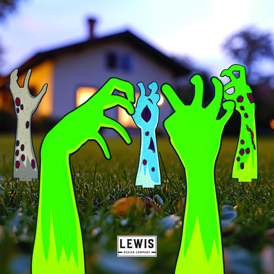 Zombie Hands Metal Yard Stake Sets, UV Printed, Zombies, Zombie Decor, Halloween Decor