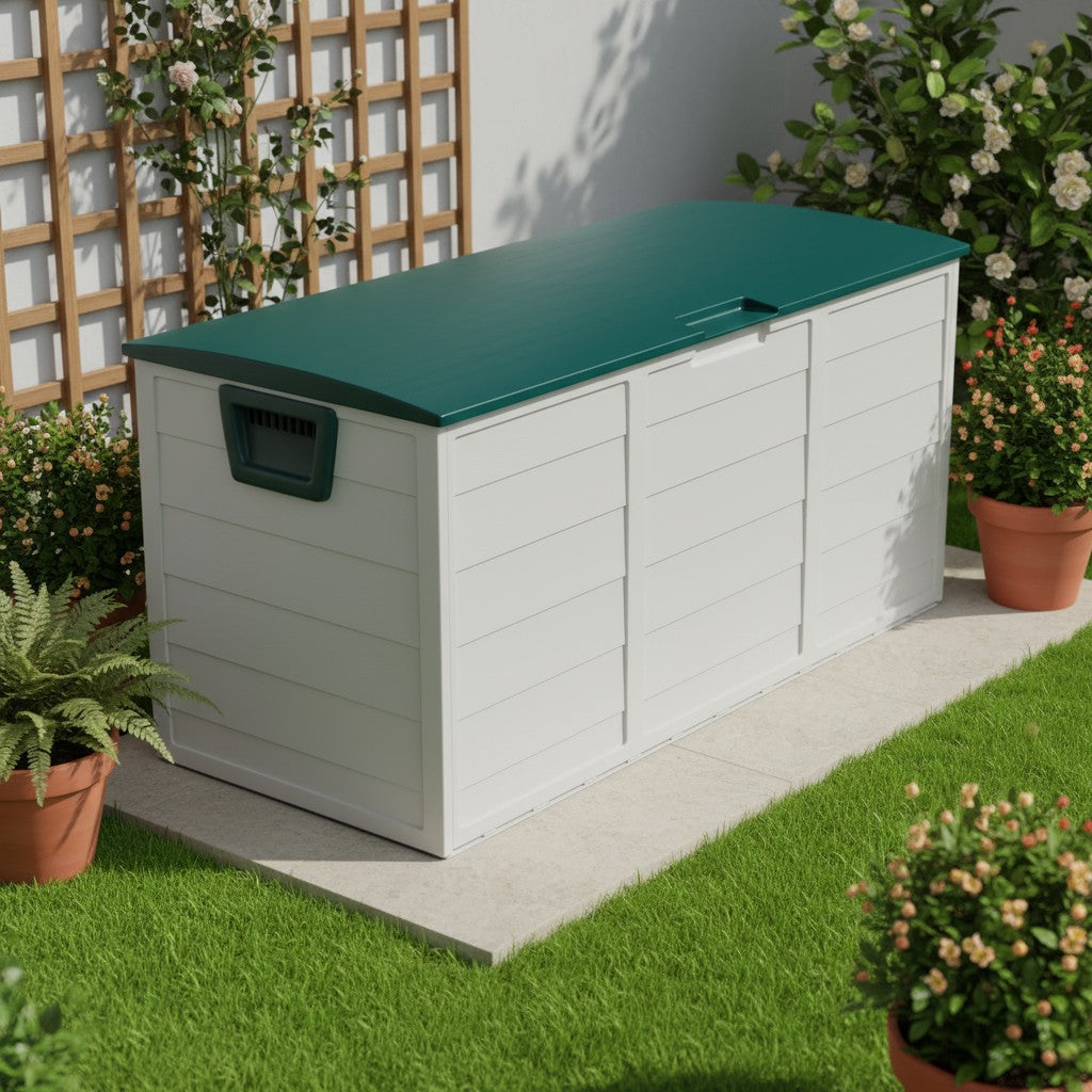 75 Gallon Heavy-Duty Outdoor Deck Box – Waterproof Patio Storage Box with Hinged Lid