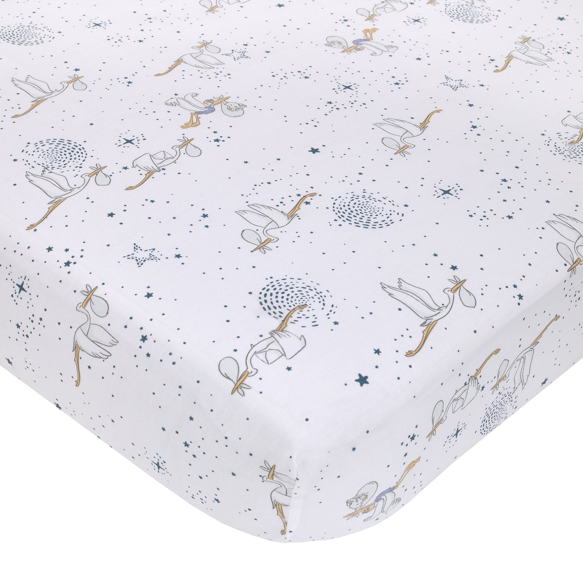 Dumbo Sweet Little Baby Storks, Stars, Clouds and Moon 3 Piece Nursery Crib Bedding Set