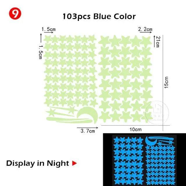 New Amazing Luminous Moon and Stars Wall Stickers for Kids Room Baby Nursery