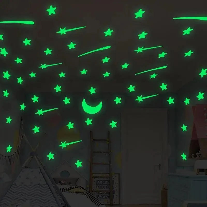 New Amazing Luminous Moon and Stars Wall Stickers for Kids Room Baby Nursery