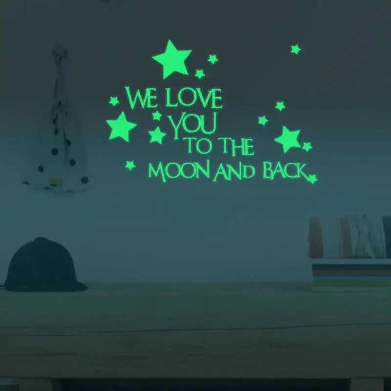 New Amazing Luminous Moon and Stars Wall Stickers for Kids Room Baby Nursery