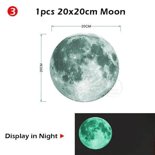 New Amazing Luminous Moon and Stars Wall Stickers for Kids Room Baby Nursery