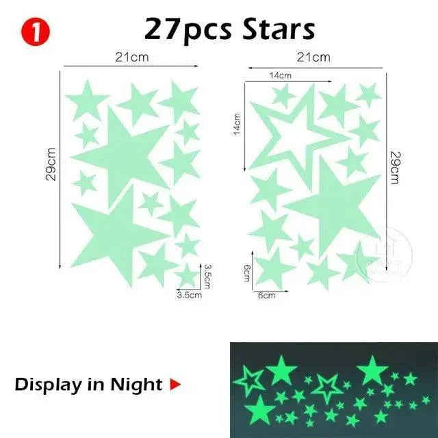 New Amazing Luminous Moon and Stars Wall Stickers for Kids Room Baby Nursery