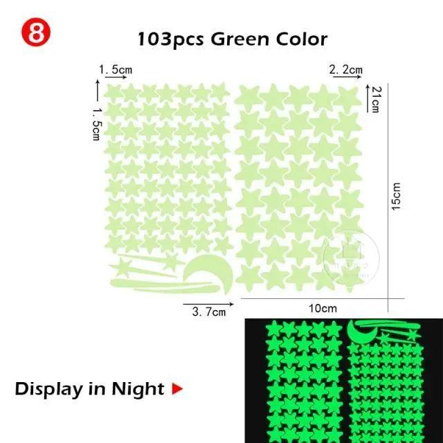 New Amazing Luminous Moon and Stars Wall Stickers for Kids Room Baby Nursery