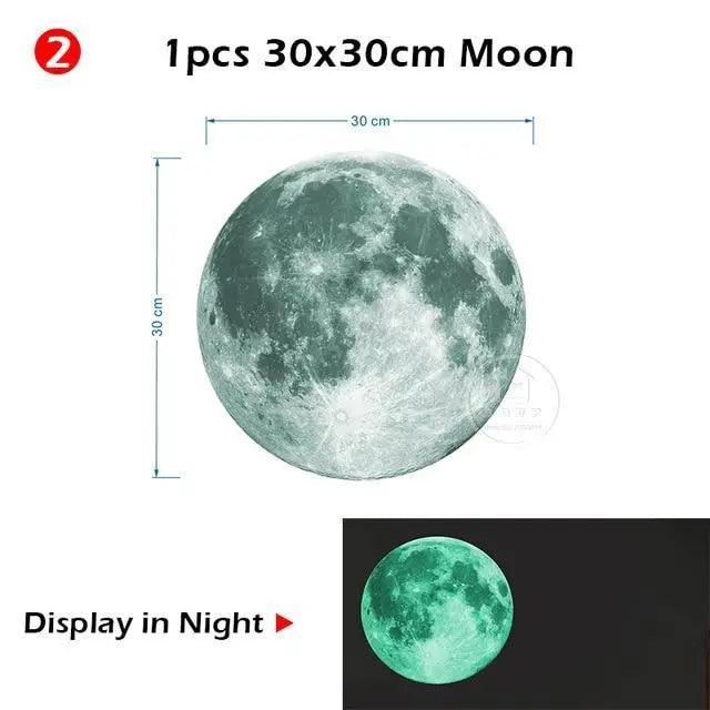 New Amazing Luminous Moon and Stars Wall Stickers for Kids Room Baby Nursery