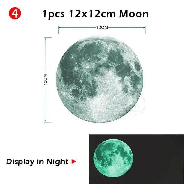 New Amazing Luminous Moon and Stars Wall Stickers for Kids Room Baby Nursery