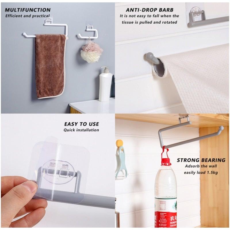 New Kitchen Paper Roll Holder Towel Hanger Rack Bar Cabinet Rag Hanging Holder
