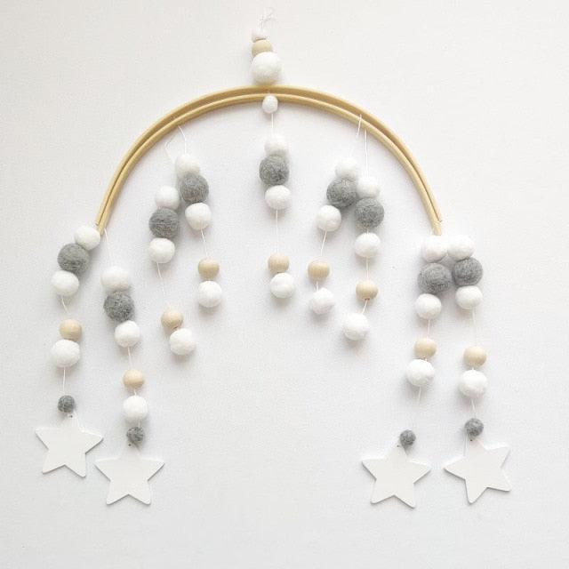 Wooden Beads Wind Chimes With Wool Balls Wooden Wind Chime Nursery Mobile