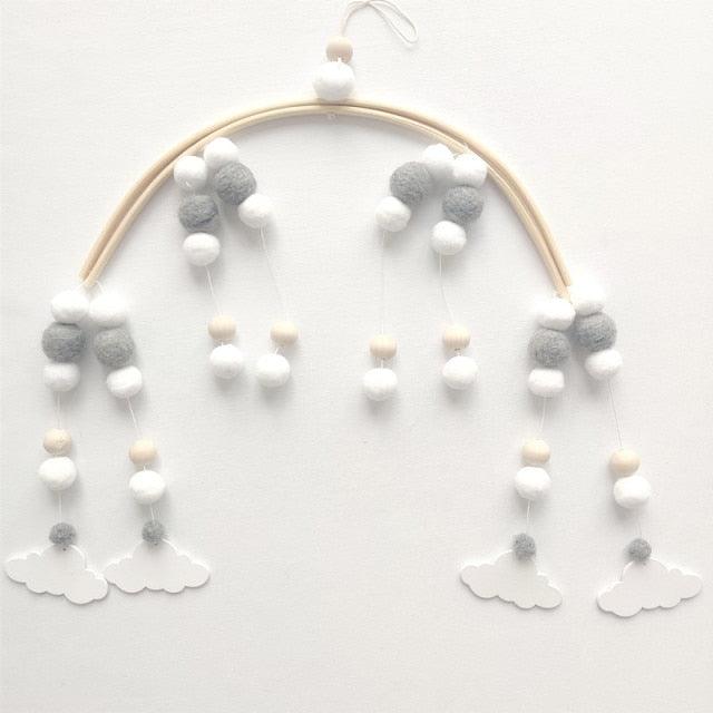 Wooden Beads Wind Chimes With Wool Balls Wooden Wind Chime Nursery Mobile