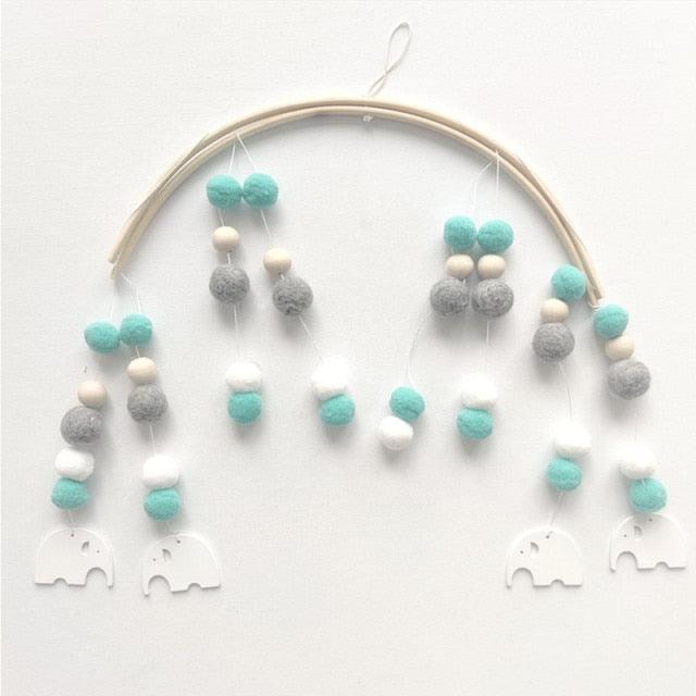 Wooden Beads Wind Chimes With Wool Balls Wooden Wind Chime Nursery Mobile
