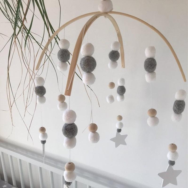 Wooden Beads Wind Chimes With Wool Balls Wooden Wind Chime Nursery Mobile