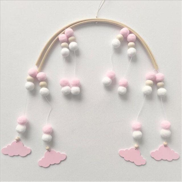 Wooden Beads Wind Chimes With Wool Balls Wooden Wind Chime Nursery Mobile
