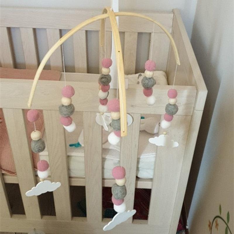 Wooden Beads Wind Chimes With Wool Balls Wooden Wind Chime Nursery Mobile