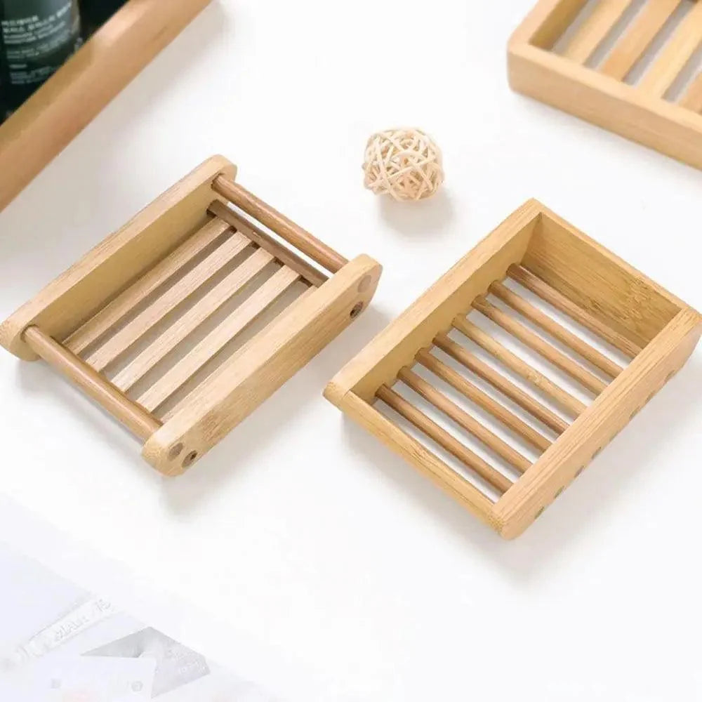 Wooden Natural Bamboo Soap Dishes Tray Holder Storage Soap Rack Plate Box pick variety