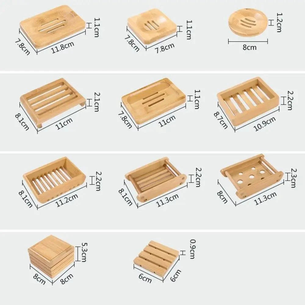 Wooden Natural Bamboo Soap Dishes Tray Holder Storage Soap Rack Plate Box pick variety