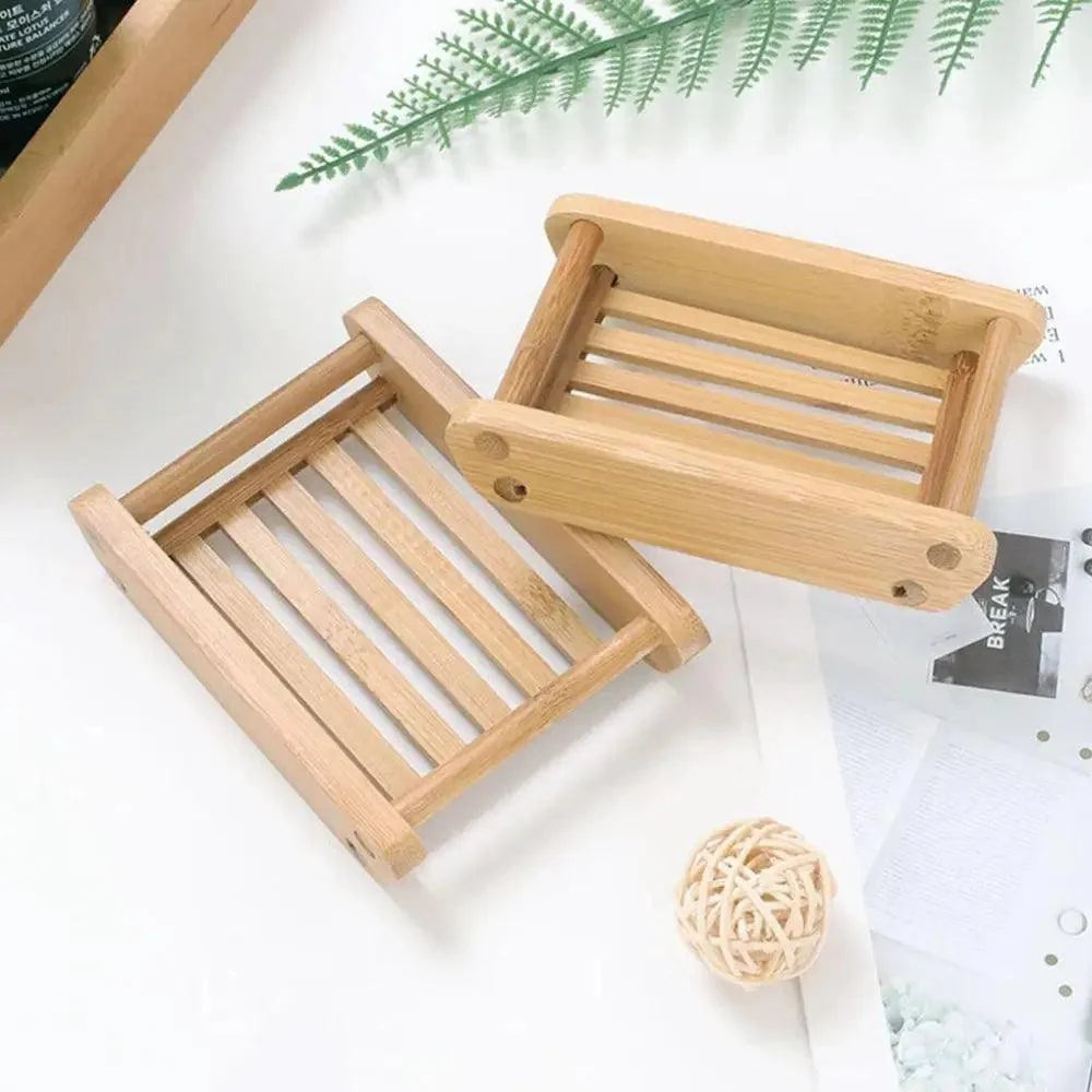 Wooden Natural Bamboo Soap Dishes Tray Holder Storage Soap Rack Plate Box pick variety