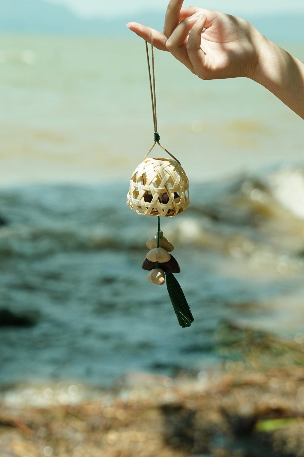 "The Bamboo Lantern" - Hand-Woven Cage Charm